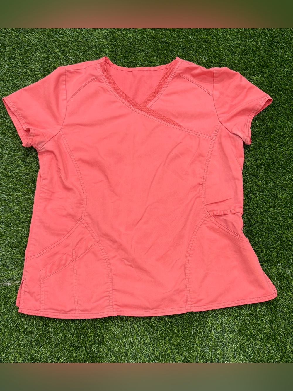 Scrubstar Women's Medical Scrub Set L Coral Solid Knit Poly/Rayon/Spandex